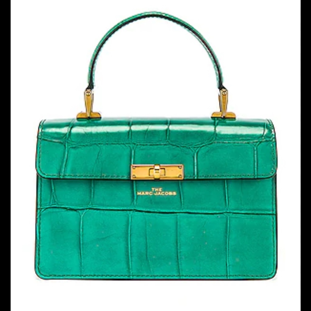 Marc Jacobs Teal Croc-Embossed Satchel